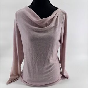 White House Black Market Pink Sparkle Cowl Neck Long Sleeve Top XS